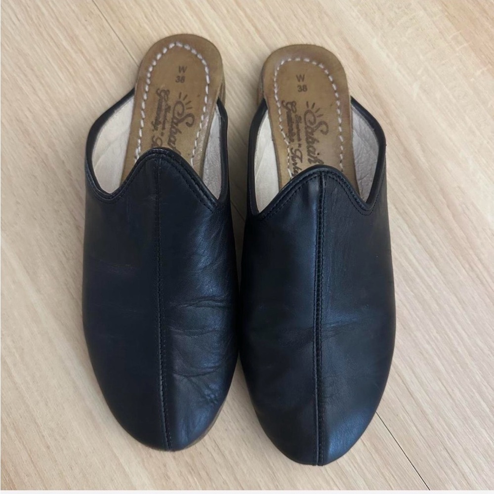 Sabah Black Leather Women's Slip-On Shoes